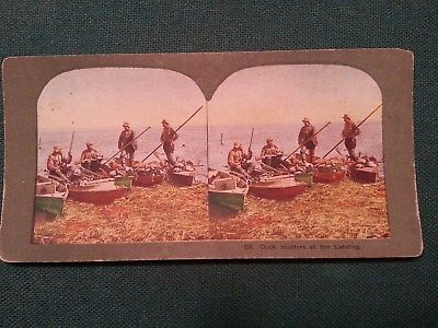 Duck Hunters at the Landing Stereoscope 428 - Vintage Rare! T W. Ingersoll 1904?