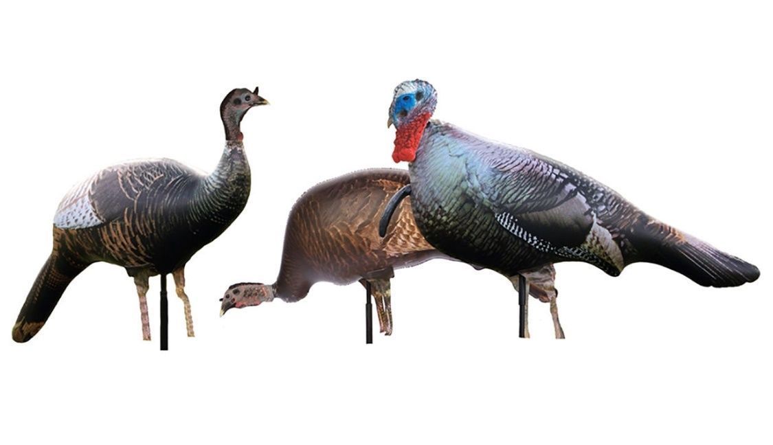 3 Hairy Heads Turkey Decoys Flock Pack,SEMI-STRUT JAKE,FEEDING & SUBMISSIVE HENS