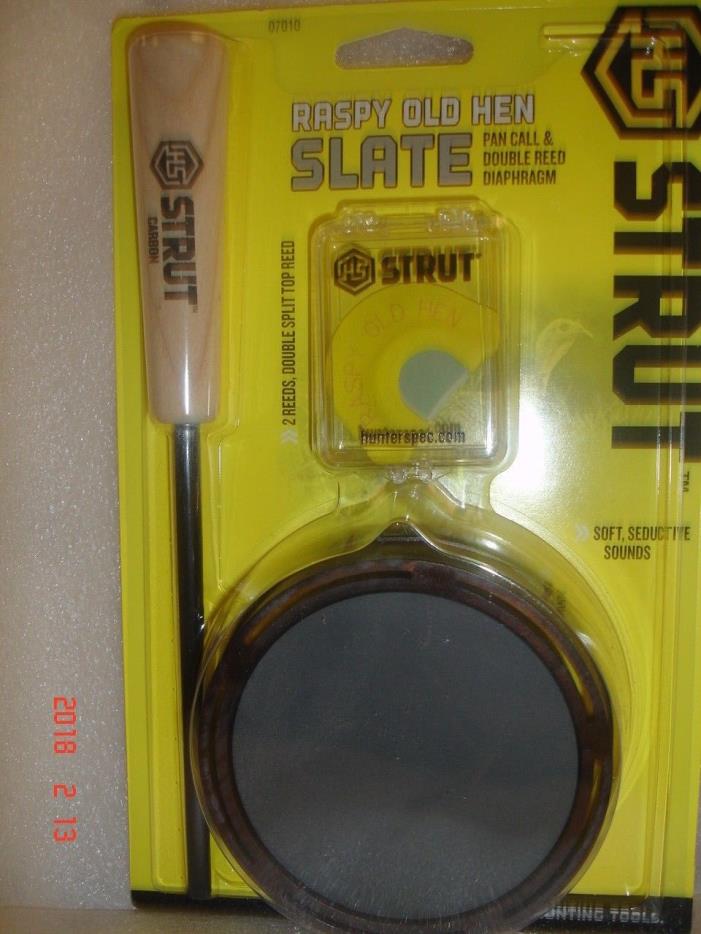 H.S. Strut Raspy Old Hen  Pan Call & Double Reed Diaphragm Slate New