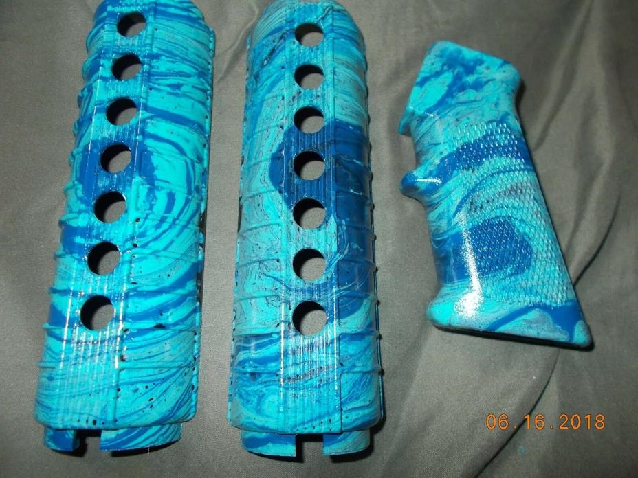 Custom blue camo hydro dipped stock set