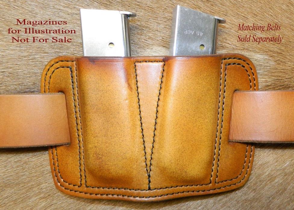 Double MAG POUCH 45acp Single Stack magazine 1911's / Sig P220's  Leather