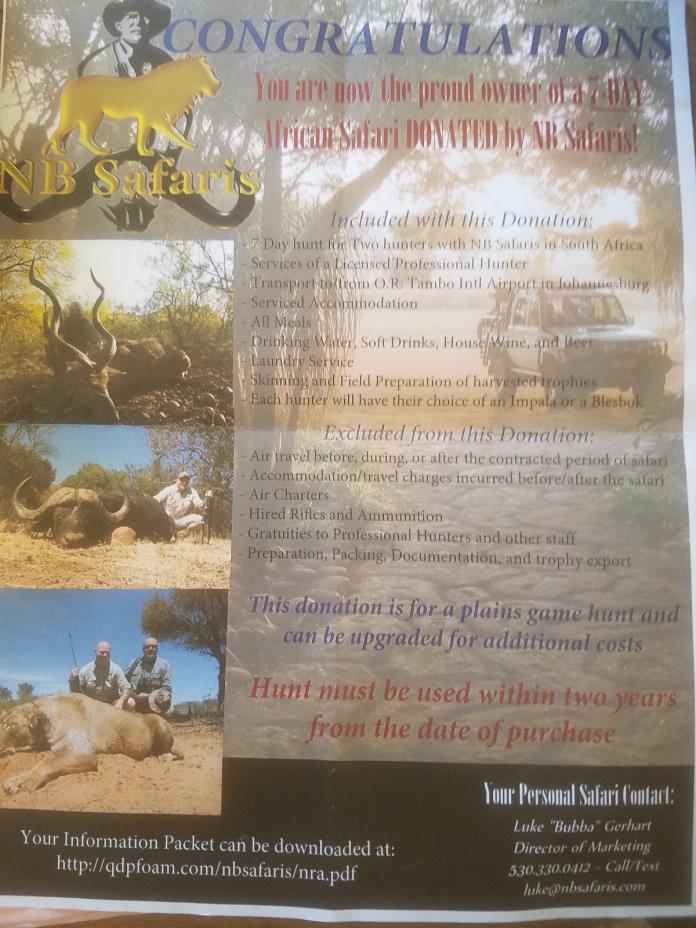 7 Day South African Hunting Trip For Two People