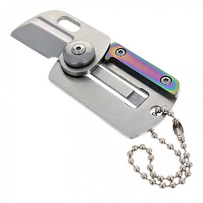 ASR Outdoor Mini Folding Key Chain Knife 2.75 Inch Pocket Blade Tool - Rainbow
