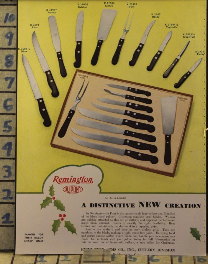 1922 REMINGTON BLADE KNIFE CHRISTMAS DUPONT CUTLERY SET VINTAGE ART AD  BM52
