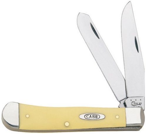 Case 161 Trapper Folding Pocket Knife Clip & Spey SS Blades Yellow Handle