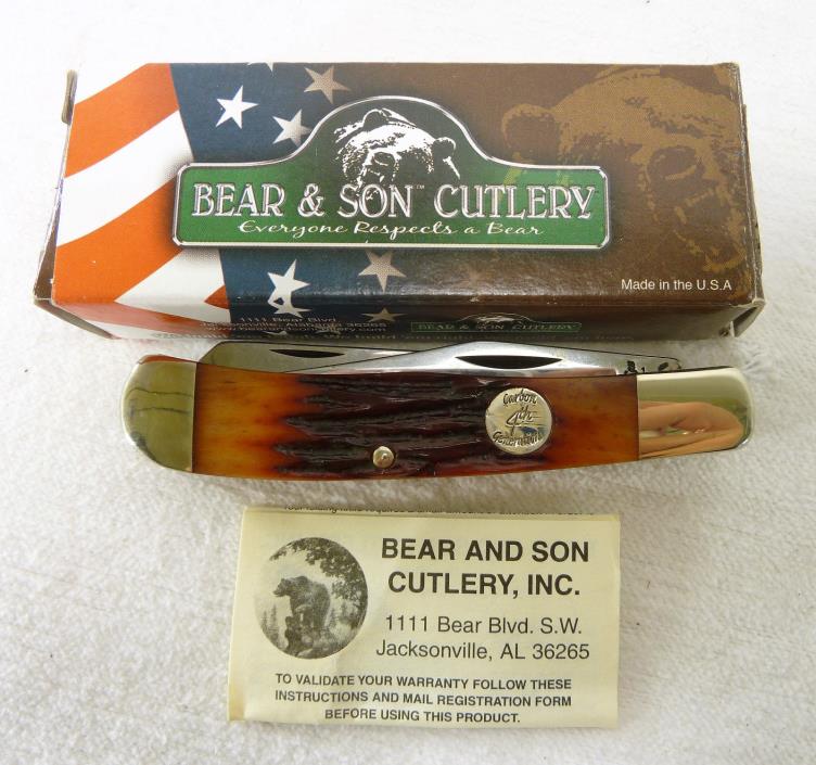 NEW Bear & Son Cutlery Folding Pocket Knife CRSB54 Red Carbon 4th Generation