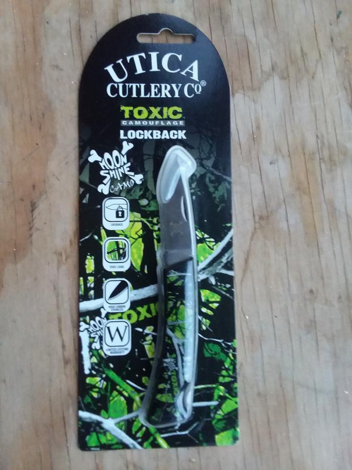 Utica Cutlery Co. Toxic Moonshine Green Camoflage Lockback Folding Pocket Knife