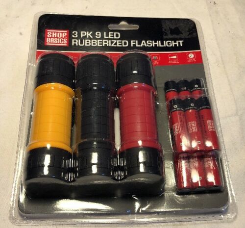 Shop Basics 3PK LED Rubberized Flashlights 3 Pack