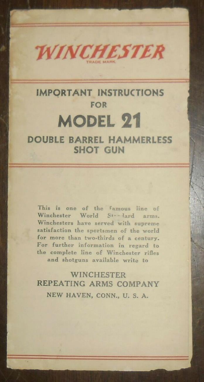 c1930 Winchester Model 21 Instruction Advertising Booklet