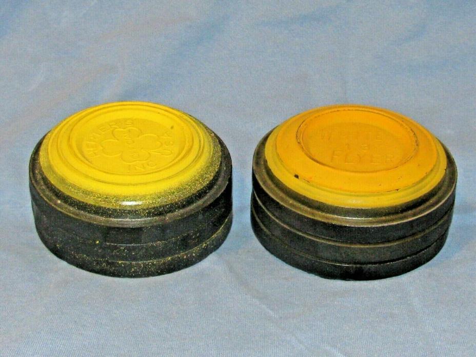 SIX 1960's Clay pigeons ~ 3 - HERTER'S & 3 - WHITE  FLYER ~ MADE IN USA