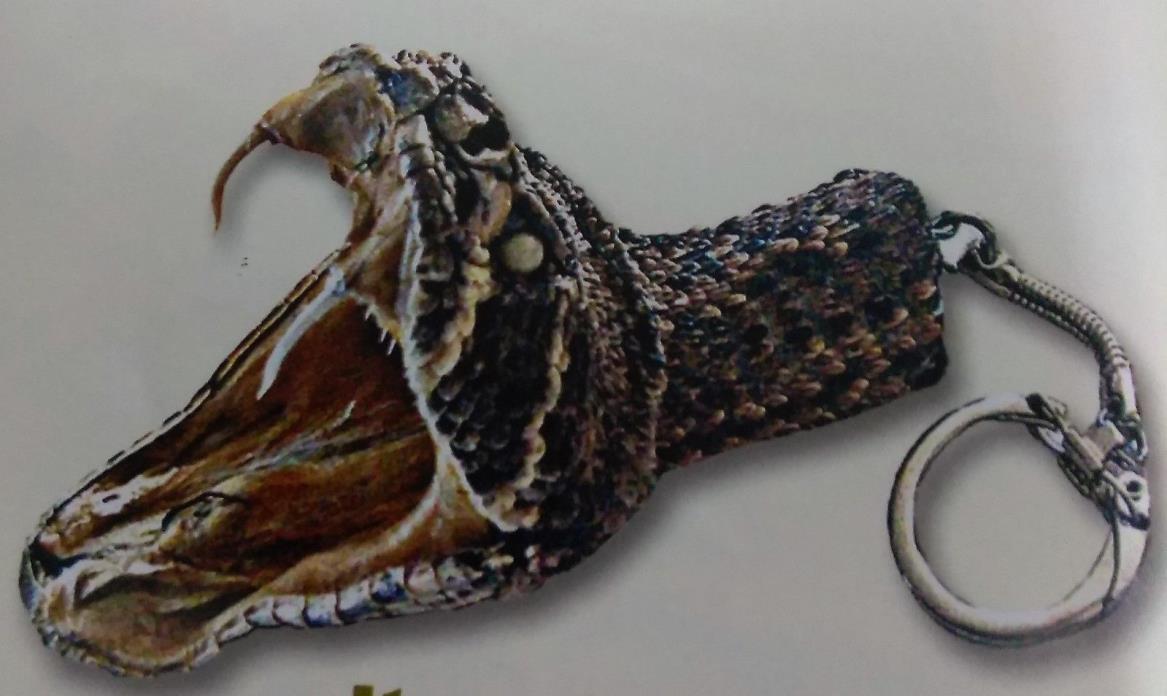 X-Large open mouth rattlesnake head key chain