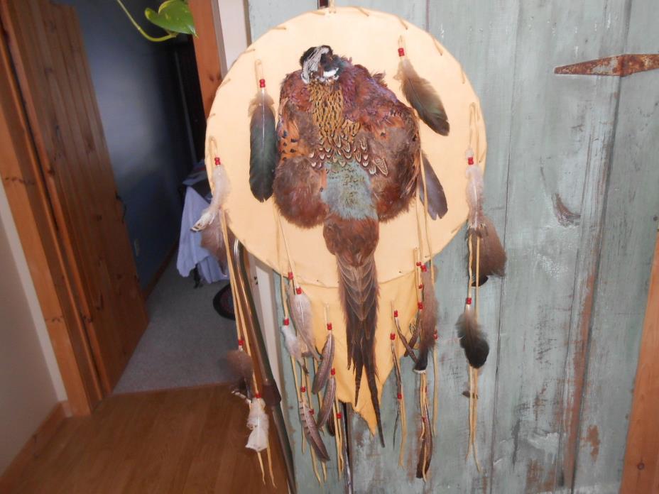 PHEASANT SKIN MOUNT TAXIDERMIST LEATHER FEATHERS TANNED DEER HIDE DREAM CATCHER?