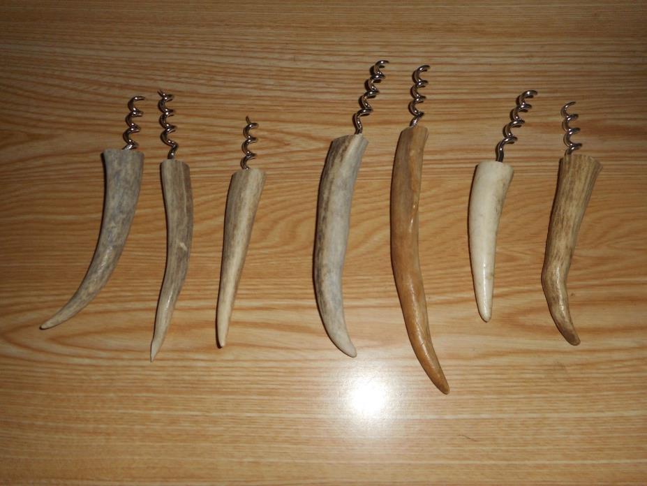 Lot of 7 Real Deer handle cork screws, great gift!