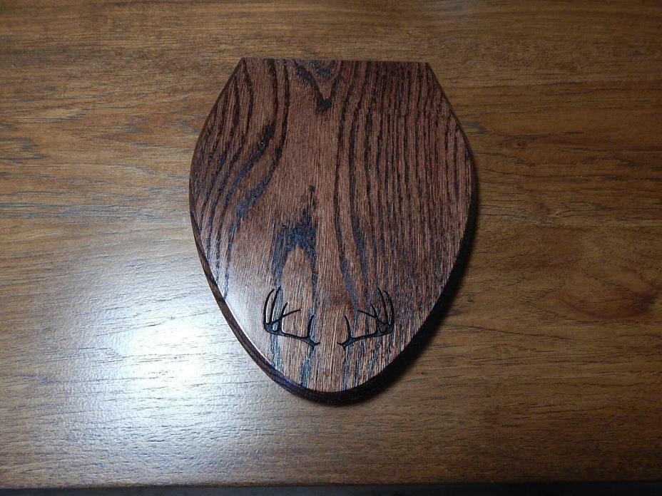 Solid Oak Stained Wall Plaque Whitetail Mule Deer Antler mount