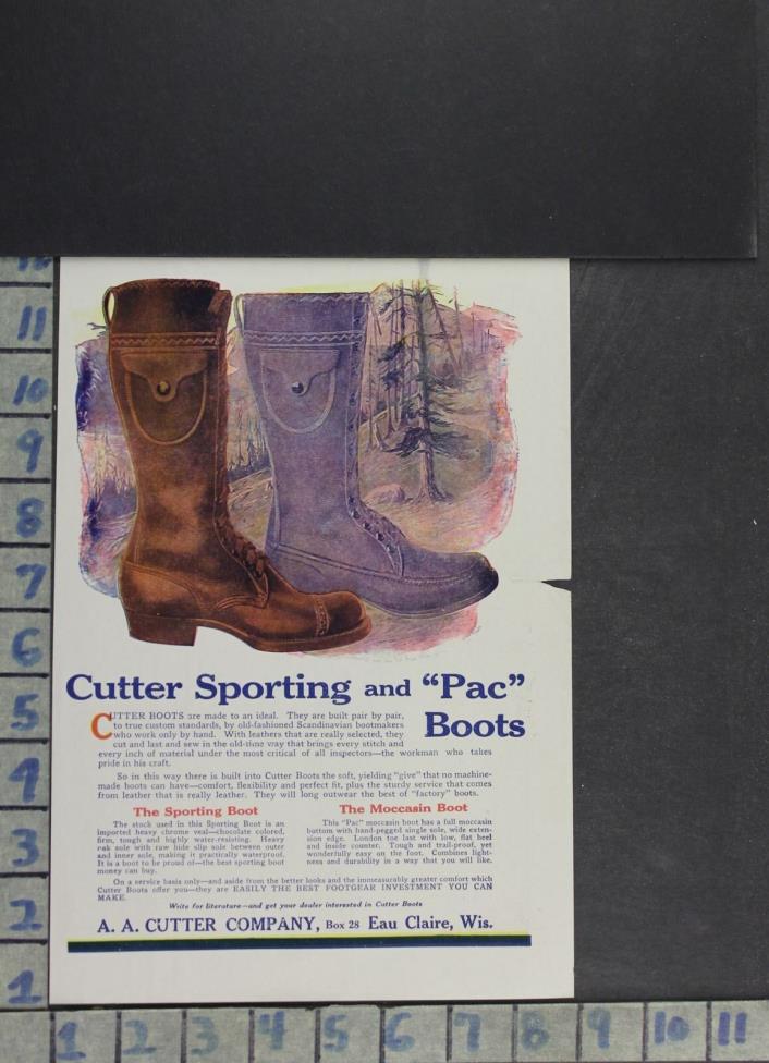 1920 FASHION MEN SHOES CUTTER PAC SPORTING BOOTS HIKE HUNT VINTAGE AD DR24