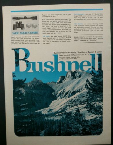 1975 Bushnell Scopes Binoculars Glasses Vintage Hunting Print Ad