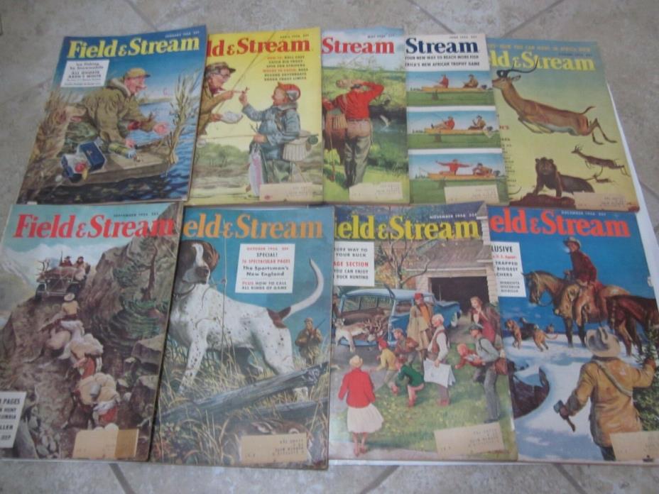 1956 JAN,APR-JUN, AUG-DEC. 9 Total Field and Steam Vintage Magazines NICE COLOR