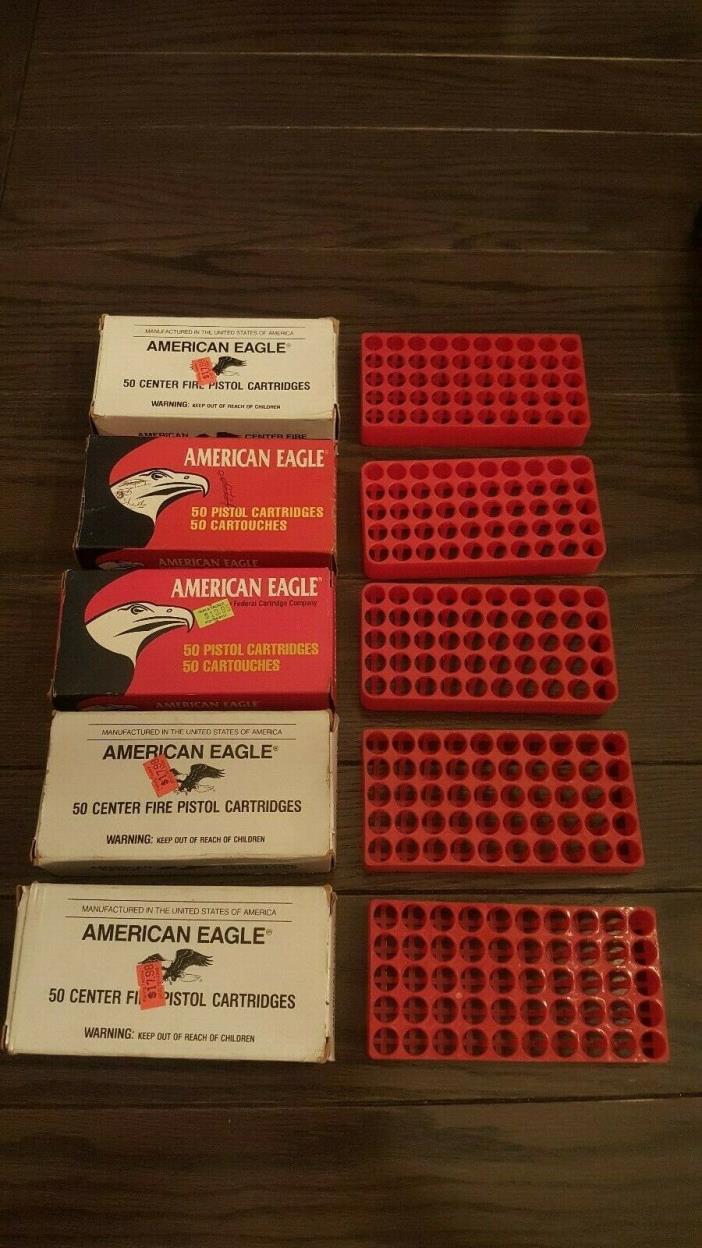 Lot of 5 EMPTY 44 Magnum Ammo Boxes with Trays American Eagle 240 Grain