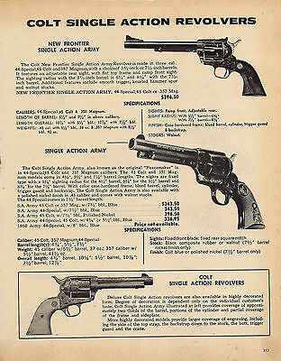 1979 Colt New Frontier & Single Action Army Revolver Ad w/ prices & specs