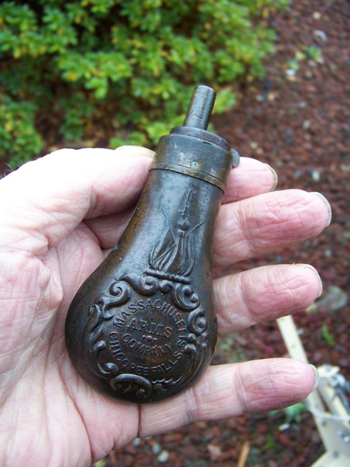 Black Powder Flask; RILEY # 762 EAGLE SEC MASSACHUSETTS ARMS CO.CHICOPEE FALLS