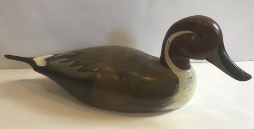 VTG Duck Handpainted Handcrafted Wooden Brown, Grey, Black, White Finish 15 1/2”