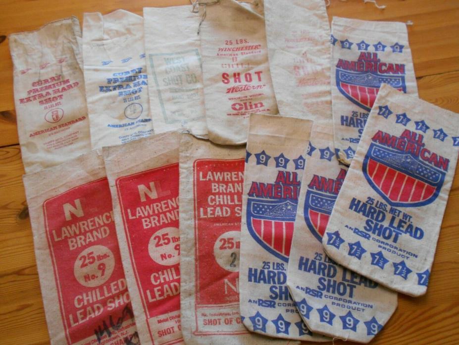 12 Hard Lead Shot Canvas Bags Empty All American Lawrence Curry Winchester