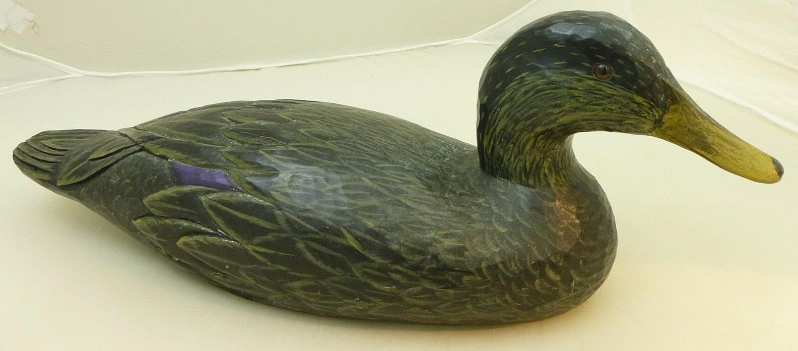 Black Duck Decoy 2002 Solid Body Wood AV Signed and Dated Artist