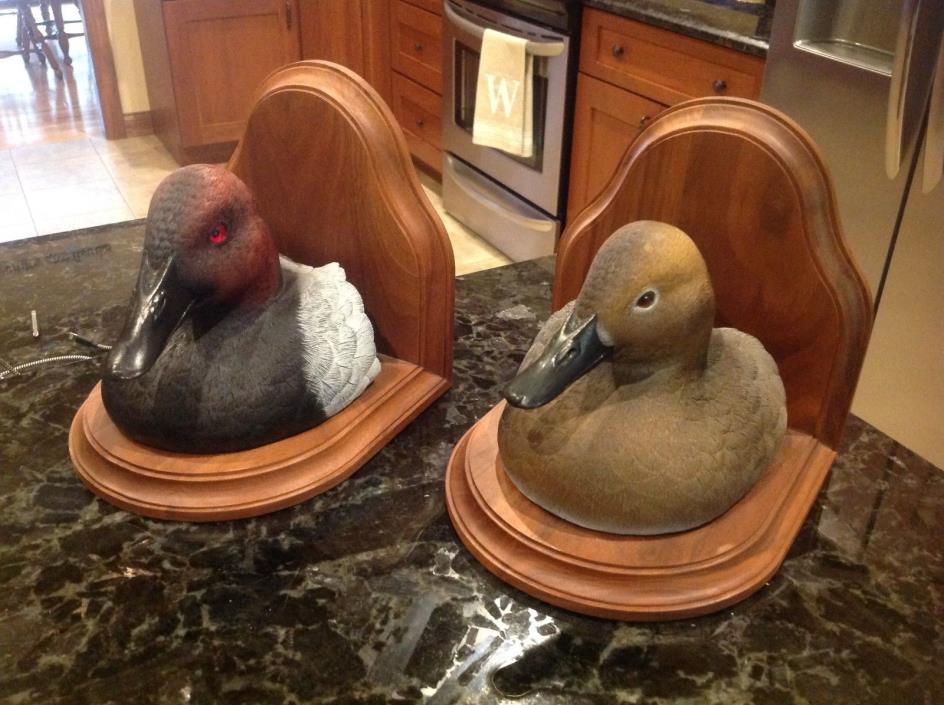 Vintage Shaker Prairie Shop Duck Head Bookends Jules A Bouillet Signed Art