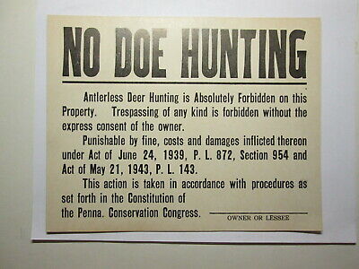 (3) PA.  No Doe Hunting Signs