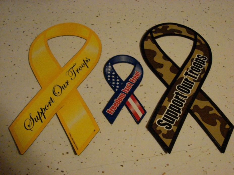 SUPPORT OUR TROOPS  MAGNETS  BRAND NEW  8 INCH  CAMOFLAGE   AND   YELLOW  SIX