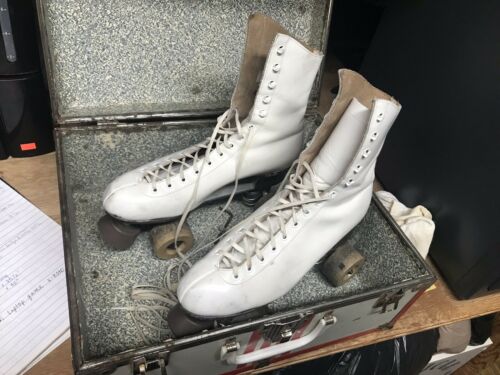 Womens Riedell Smooth White Leather Vintage Skates. Size 8 Made In Red Wing, MN