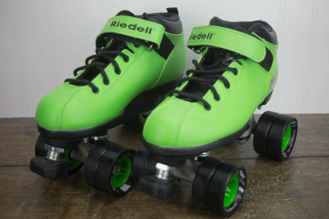 Riedell Green Dart Quad Roller Derby Speed Skates with Black Laces