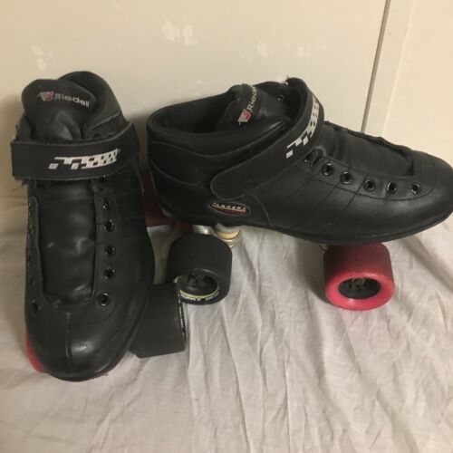 Riedell Carrera Black Speed Roller Skates Size 7 105B Boots Style #2 Mixed Wheel