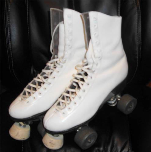 RIEDELL WOMENs Sz 6 SURE-GRIP 99P ROLLER DERBY 4-Wheelers LEATHER Skates  WHITE