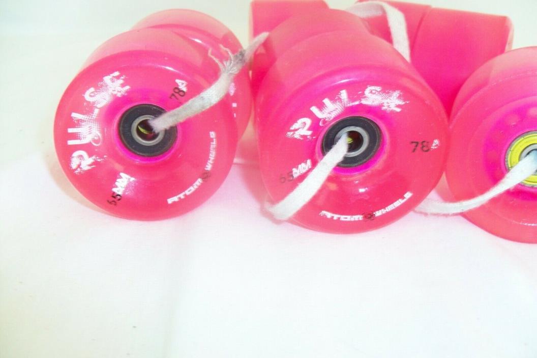 Set Of 8 Pulse Pink Outdoor Roller Skate Wheels 65 MM