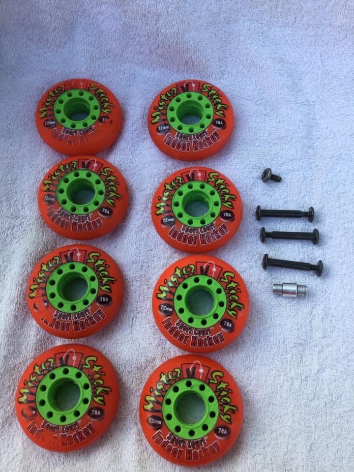 Lot of 8 Red Kryptonics Mister Sticky 72mm 76A Inline Hockey Wheels Indoor