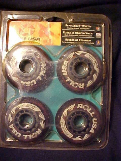 Roll USA In-Line Skates Replacement Wheels Wheelset 78A 72 mm NOS
