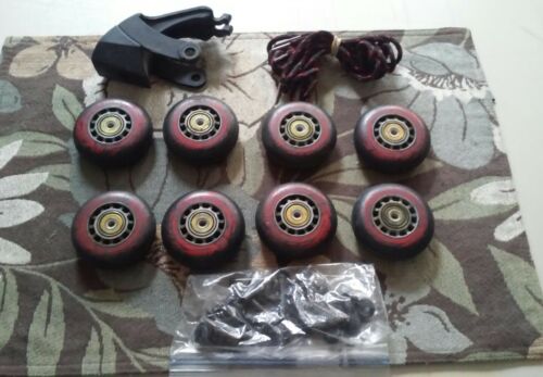 K2 Inline Skate Wheels (SET OF 8 AND BRAKE ,BOLTS , LACES ) 70mm 82A (USED)