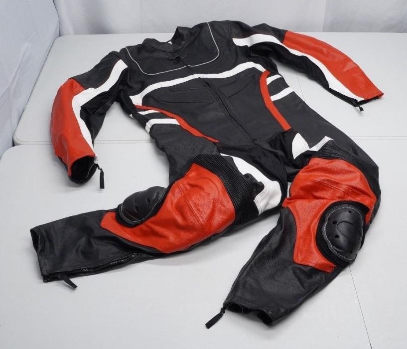 Echtes Leder Mens 44 Black Full Body Leather Armoured Padded Racing Suit