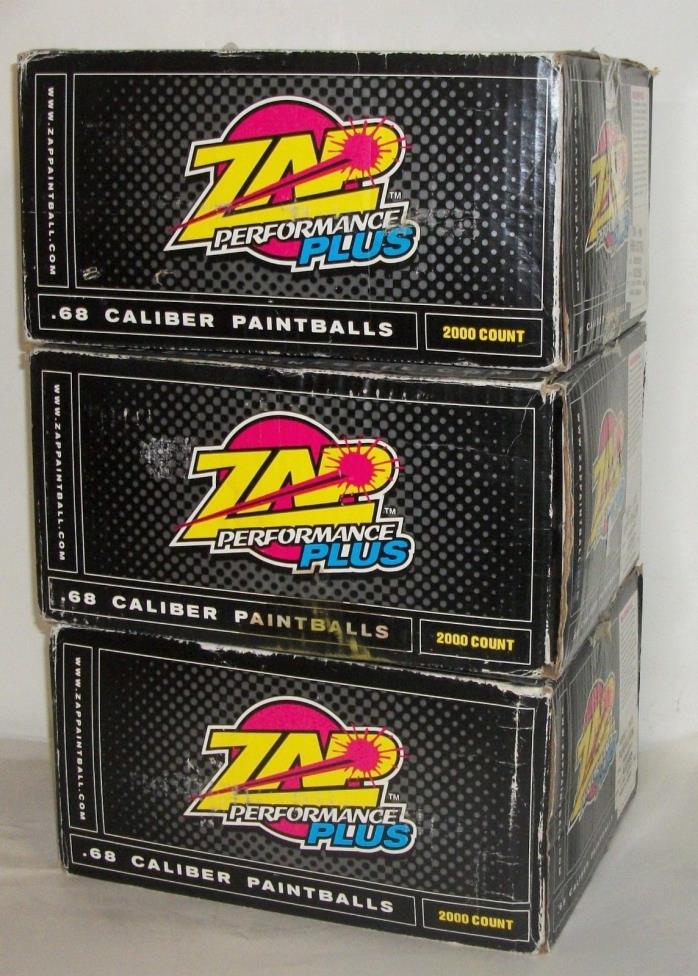 ZAP PERFORMANCE PLUS Paintballs 6000 Rounds PROFESSIONAL TOURNAMENT PAINT 3 Case