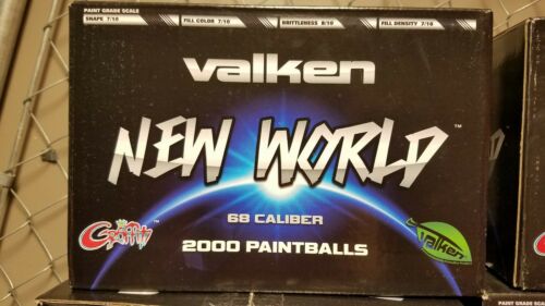 Valken New World Paintballs/Blue shell/Yellow fill 68 Caliber/2000 Count.