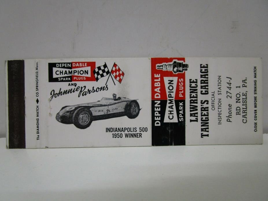 1955 Johnnie Parsons, Indianapolis 500, Race Car Driver Matchbook Cover