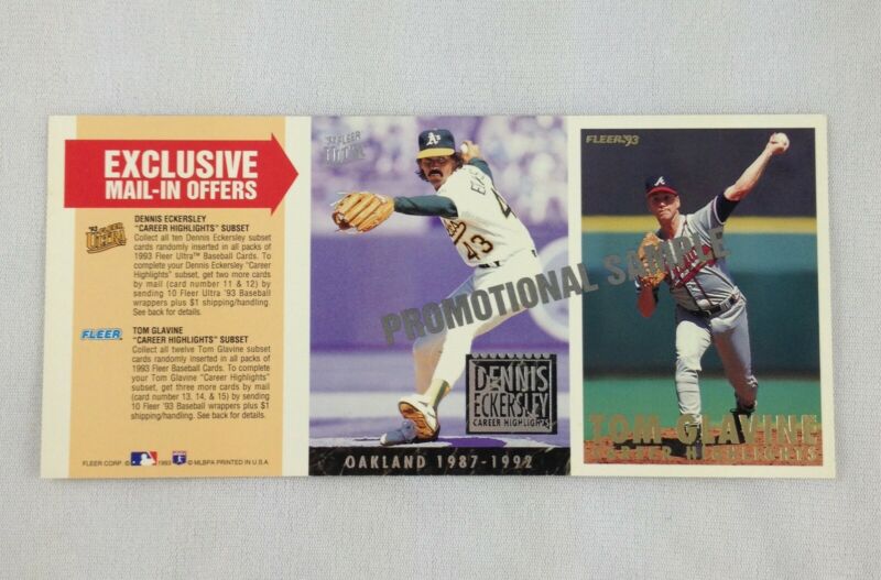 1993 Fleer Promotional Panel with Advertising Tab; Eckersley; Glavine