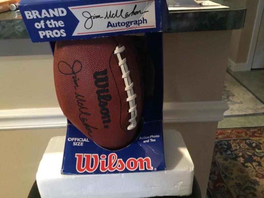 Jim McMahon Wilson facsimile football with photo and tee with box