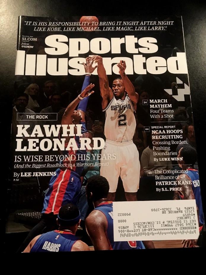 Kawhi Leonard NBA 2016 Sports Illustrated Magazine Patrick Kane Peyton Manning