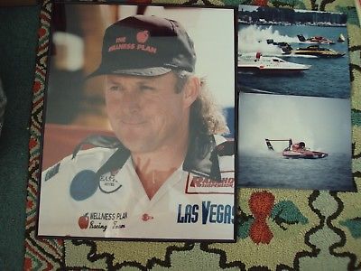 Hydroplane Boat Wellness Plan Lot of 3 Photos Driver Mark Evans 16x20 Plexiglass