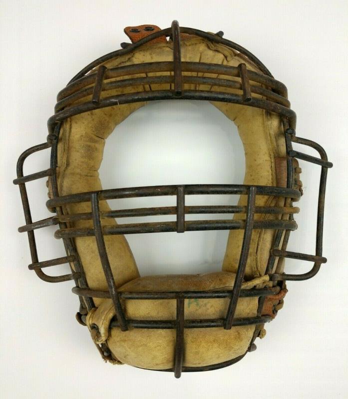 Vintage Double Triple Leather Steel Catcher's Mask