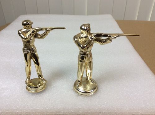 Lot Of (2) Vintage Metal Marksman Shooting Trophy Figure