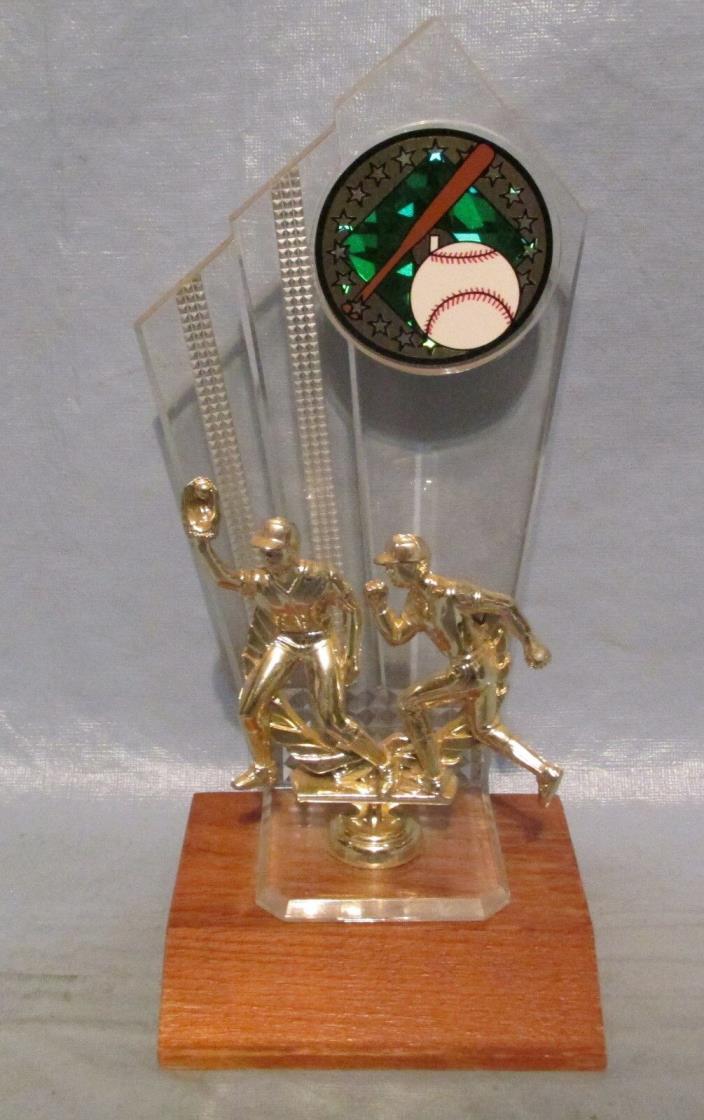 Vintage Gold & Clear BaseBall Trophy Trophies Man Cave Sports Bar Decor