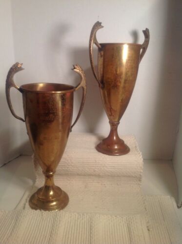 Vintage Trophy Loving Cup Pair Dog? Obedience 1952 Would Make Great Bookends